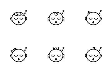 Sleeping Cute Baby Face Icon Pack