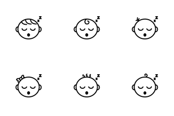 Sleeping Cute Baby Face Icon Pack