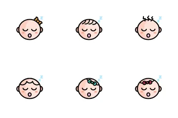 Sleeping Cute Baby Face Icon Pack