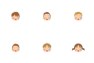 Smiling And Sweating Kids Icon Pack