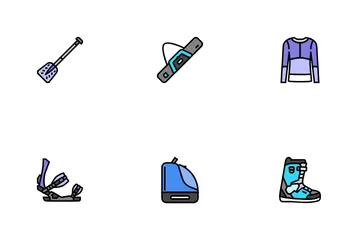 Snowboard estilo libre alpino Paquete de Iconos