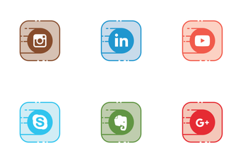 Social Line Filled Icon Pack