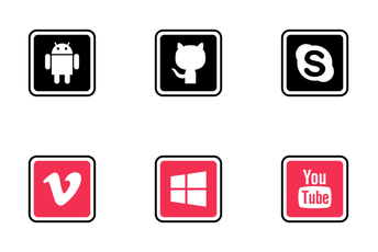 Social Media Colored Outline Icon Pack