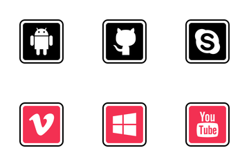 Social Media Colored Outline Icon Pack