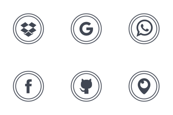 Social Media Round Outline Icon Pack