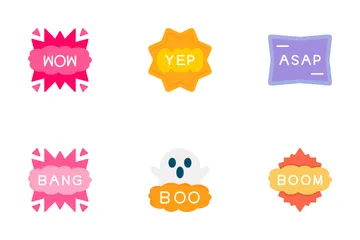 Social Media Slang Bubbles Icon Pack