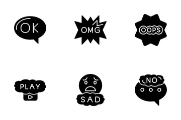 Social Media Slang Bubbles Icon Pack