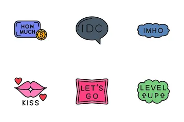 Social Media Slang Bubbles Icon Pack