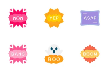 Social Media Slang Bubbles Icon Pack