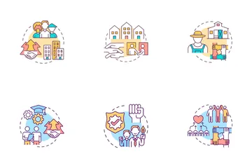 Soluciones de desarrollo comunitario Icon Pack