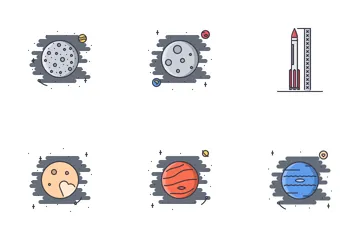Space Filled Outline Icon Pack