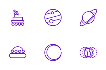 Space Line Blue Icon Pack