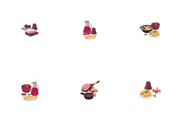 Spanish Food Best Known Dishes Collection Icon Pack