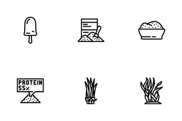 Spirulina Nutrition Ingredient Icon Pack