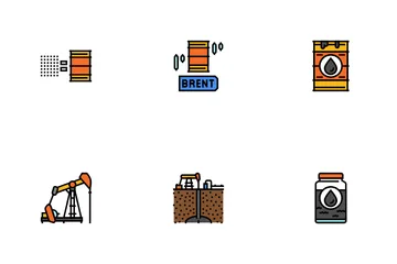 Impianto di fabbrica dell'industria petrolifera Icon Pack