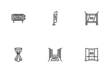 Stand Trade Show Event Booth Icon Pack