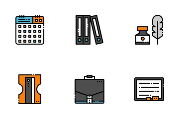 Stationary Filled Outline Icon Pack