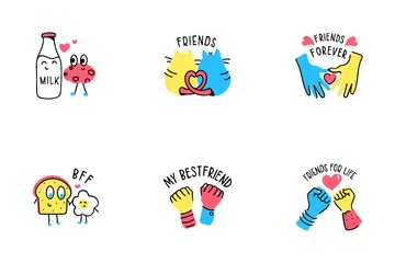 Sticker zum Tag der Freundschaft Symbolpack