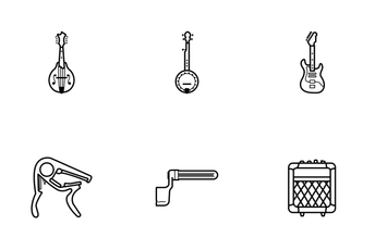  String Instruments & Accessories - Line Icon Pack