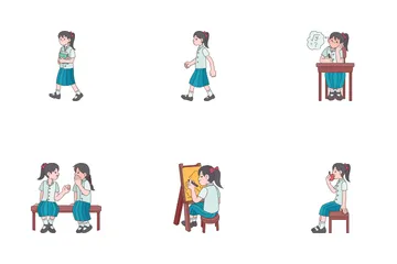 Student Activities Girl Icon Pack
