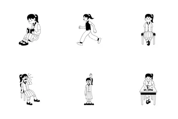 Student Activities Girl Icon Pack