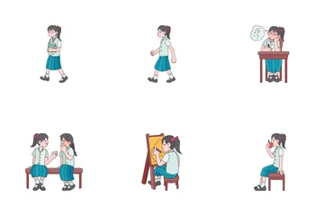 Student Activities Girl Icon Pack