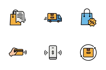 Style de contour rempli pour le commerce électronique et les achats Pack d'Icônes