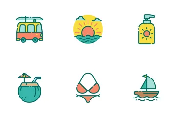 Summer Holiday Filled Outline Icon Pack