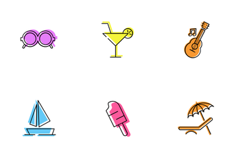 Summer Holiday Flat Color Icon Pack