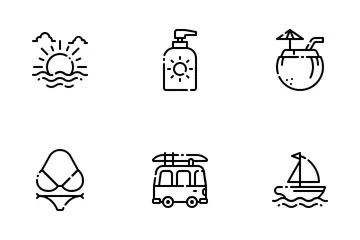 Summer Holiday LineArt Icon Pack
