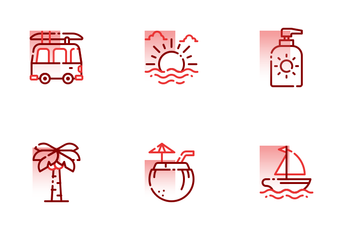 Summer Holiday Shape Colors Icon Pack