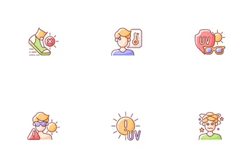 일광화상 및 일사병 예방 아이콘 팩