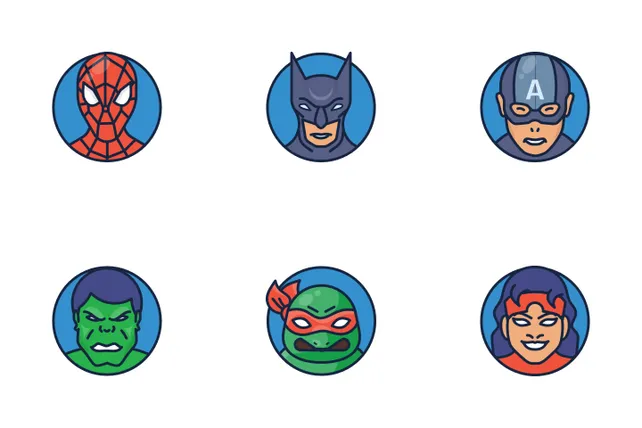 Superheroes And Villains Emoji Icon Pack - 100 Colored Outline People ...