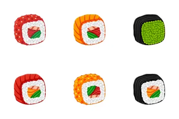 Sushi Comida Japonesa Pacote de Ícones