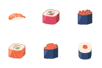 Sushi und Brötchen Symbolpack