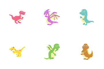 Niedliche Vektor-Dinosaurier Symbolpack