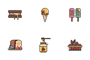 Sweet And Dessert Line Color - Patisserie Icon Pack