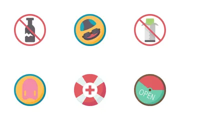 Swimming Pool Rules Icon Pack