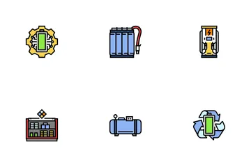 Système d'alimentation de stockage d'énergie Pack d'Icônes