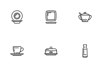 Tableware For Banquet Or Dinner Icon Pack