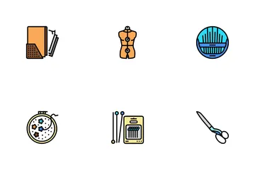 Tailor Worker Sewing Occupation Icon Pack