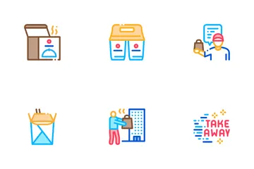 Take Away Food And Drink Delivery Icon Pack