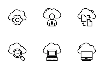 Tecnologia de dados em nuvem Pacote de Ícones