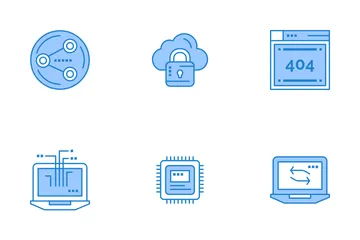 Tecnologia de dados em nuvem e tecnologia de rede Pacote de Ícones