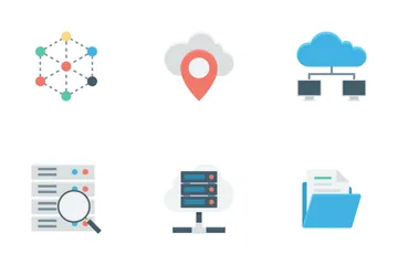 Tecnología de datos en la nube Paquete de Iconos