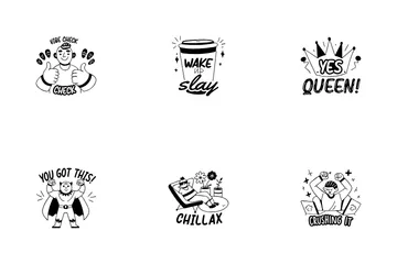 Teenage Stickers Set Icon Pack