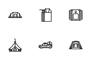 Tent Equipment Tourism Icon Pack