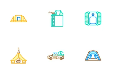 Tent Equipment Tourism Icon Pack