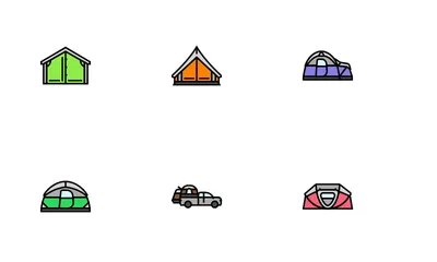Tent Vacation Travel Tourism Icon Pack