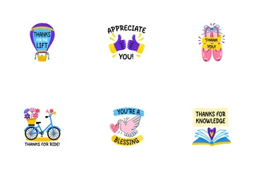 Thank You Stickers Set Icon Pack